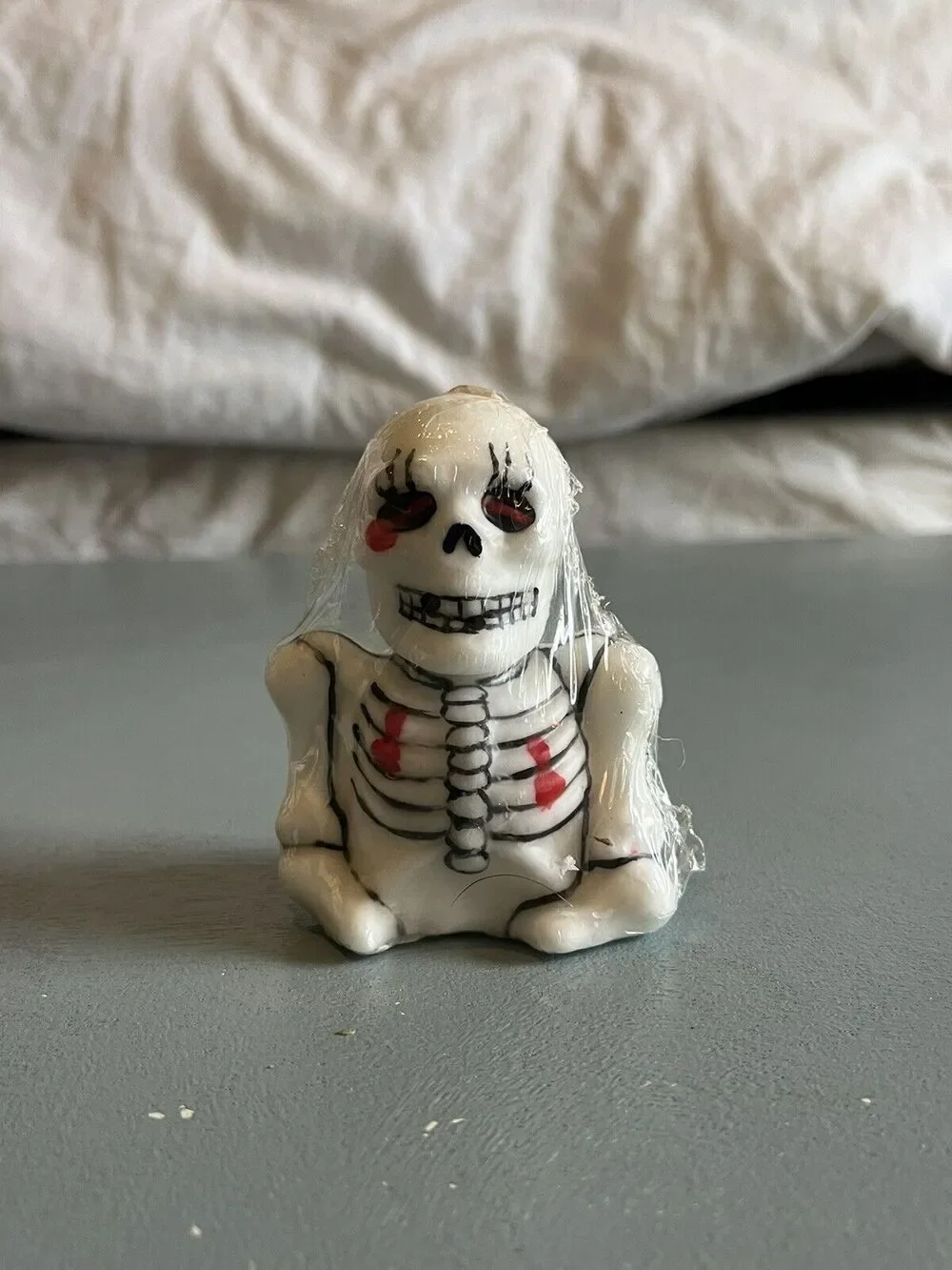 NOS Vintage Spooky Skeleton Halloween Candle